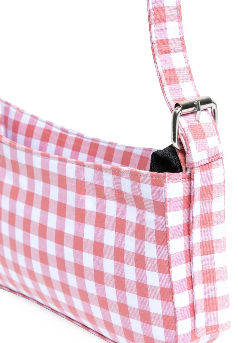 Gingham Shoulder Bag Dusty Pink