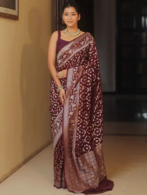 Glittering Wine Soft Silk Saree With Resplendent Blouse Piece