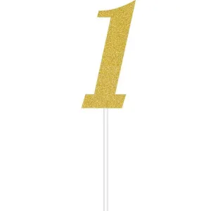 Gold Glitter Number '1' Cake Topper