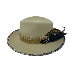Gold Silver Belly Fedora with Snake Brim Biter