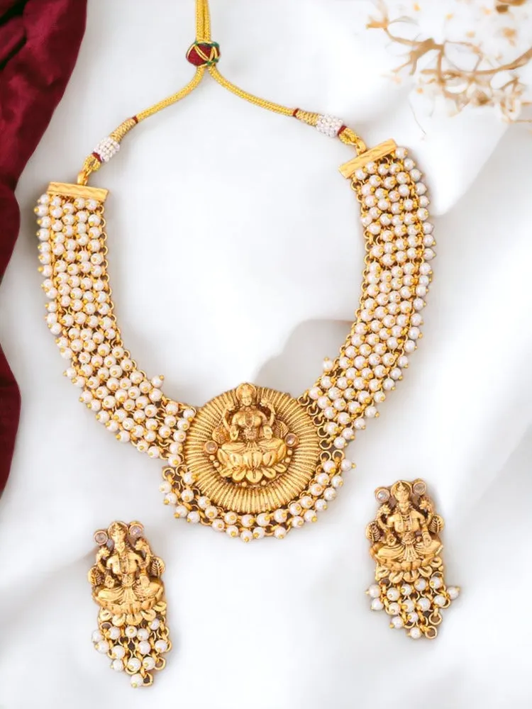 Golden Airavata Temple Jewellery Set