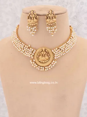 Golden Airavata Temple Jewellery Set