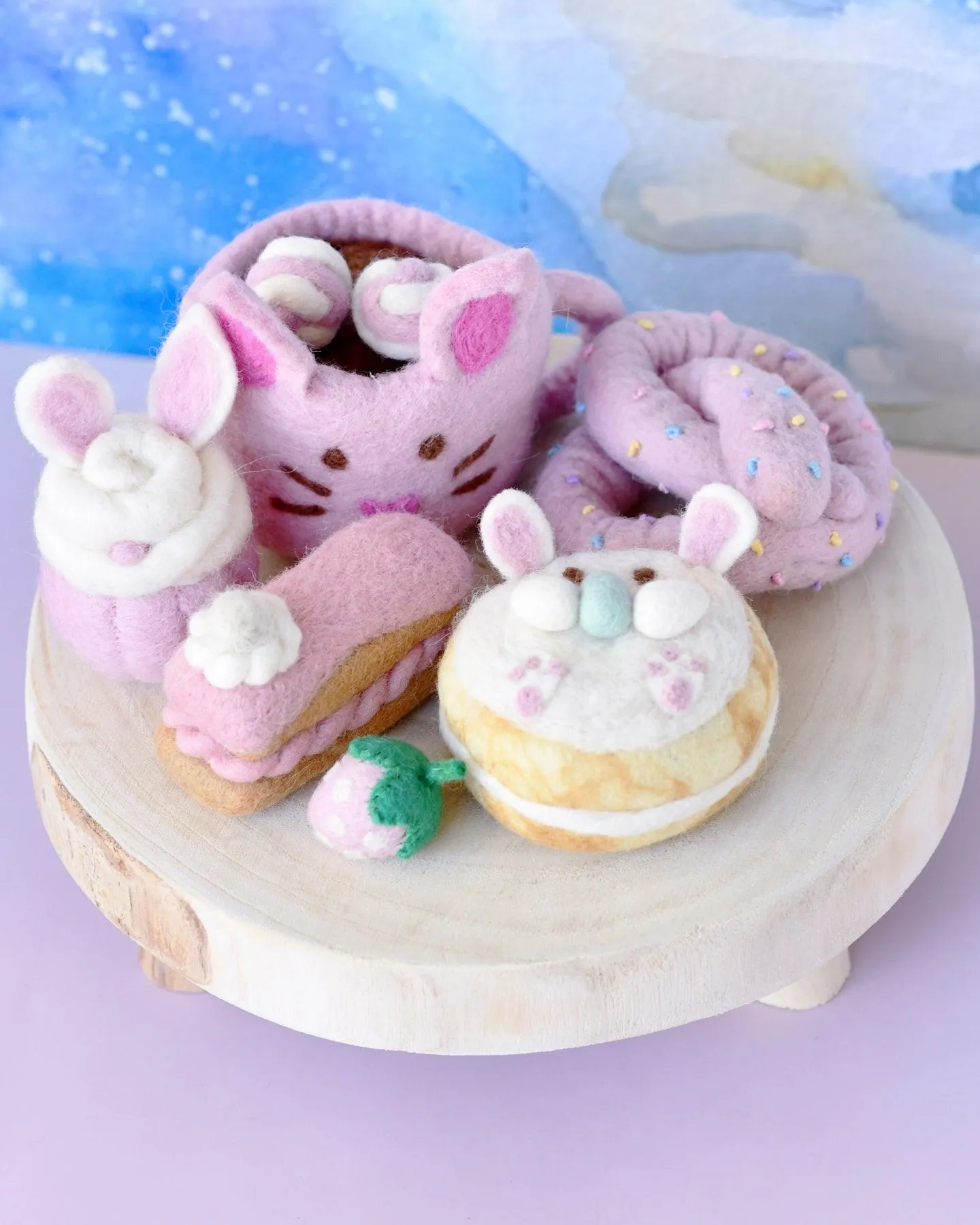 Grazing Box of Easter Felt Play Food (Pink Mug)