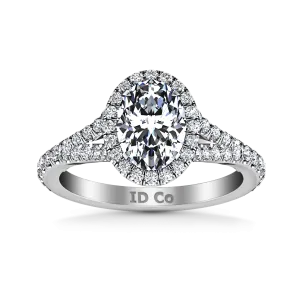 Halo Oval Engagement Ring Melody 14K White Gold