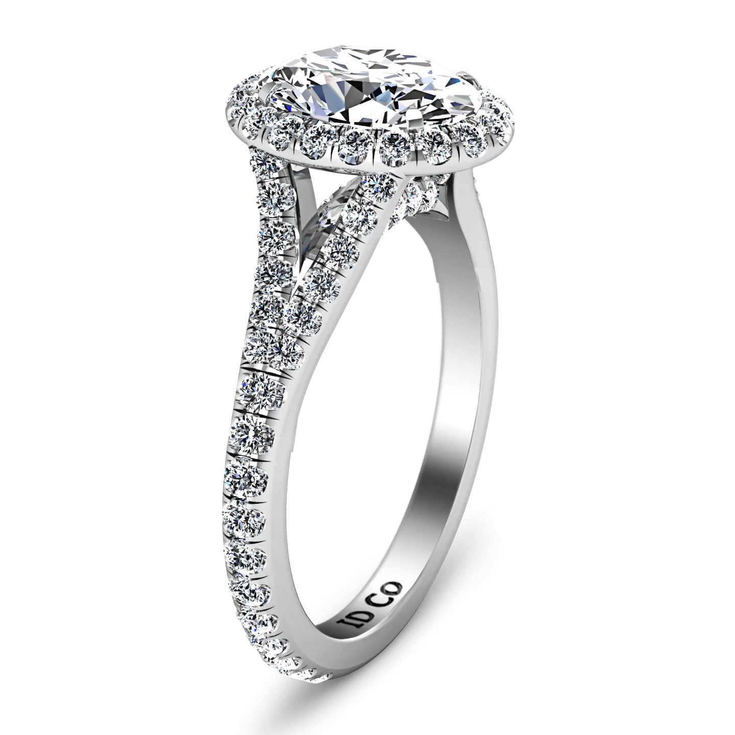 Halo Oval Engagement Ring Melody 14K White Gold