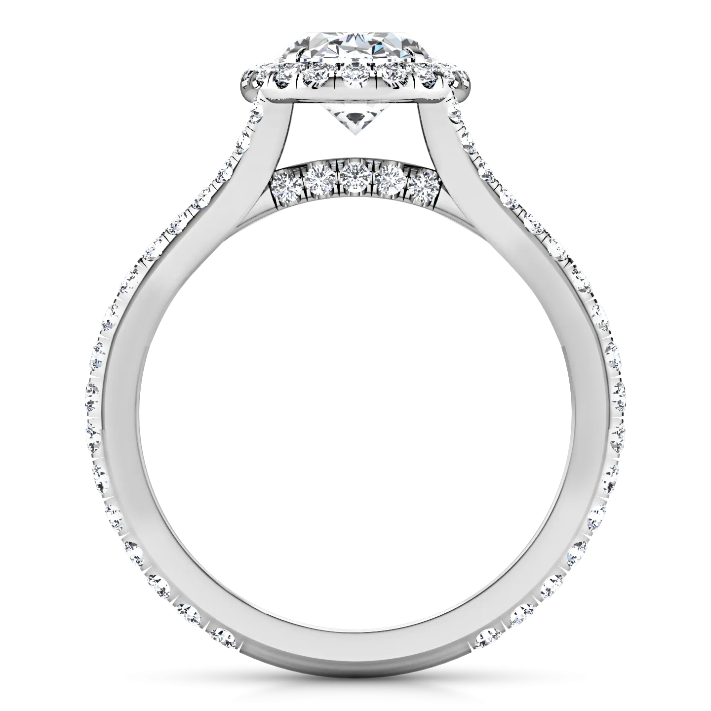 Halo Oval Engagement Ring Melody 14K White Gold