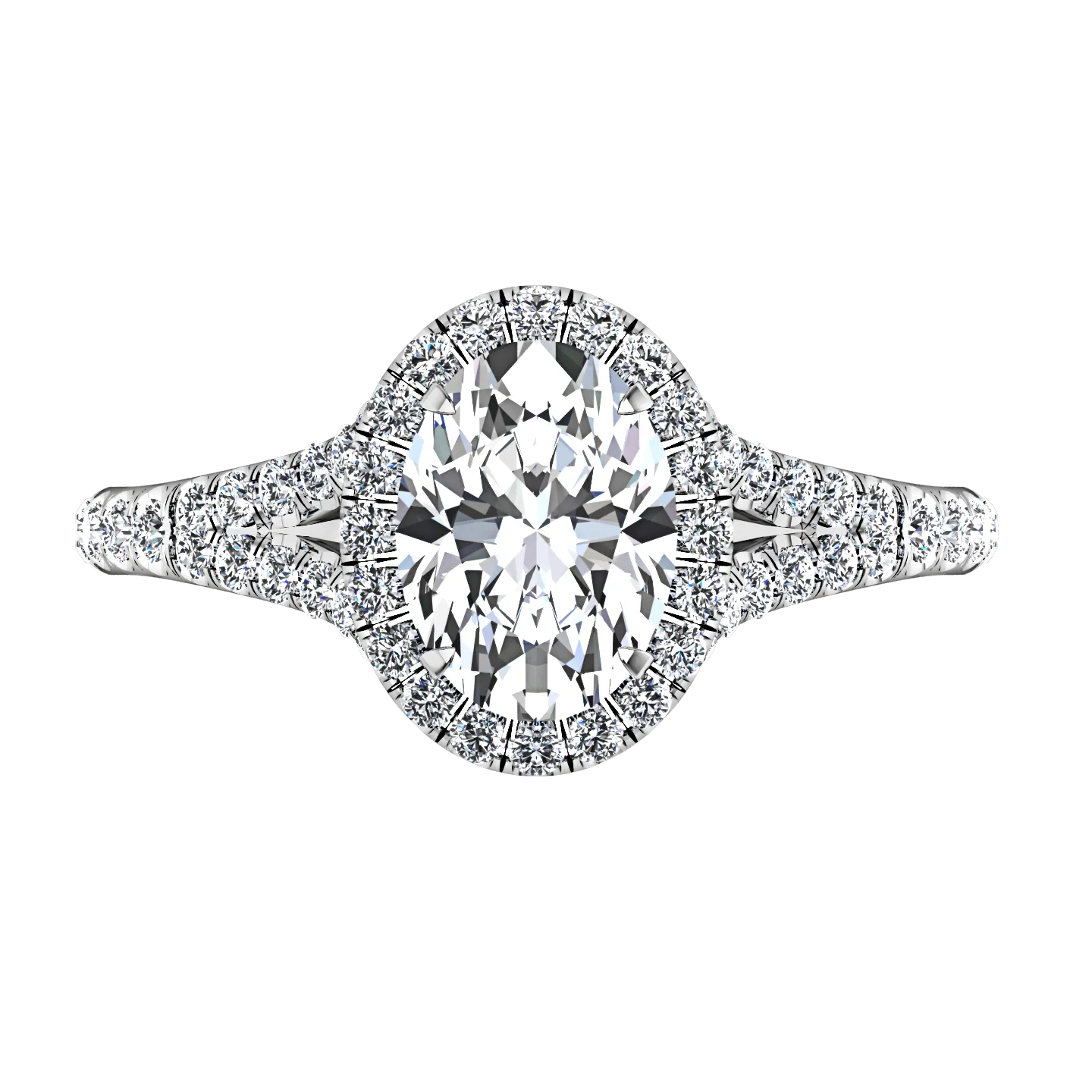 Halo Oval Engagement Ring Melody 14K White Gold