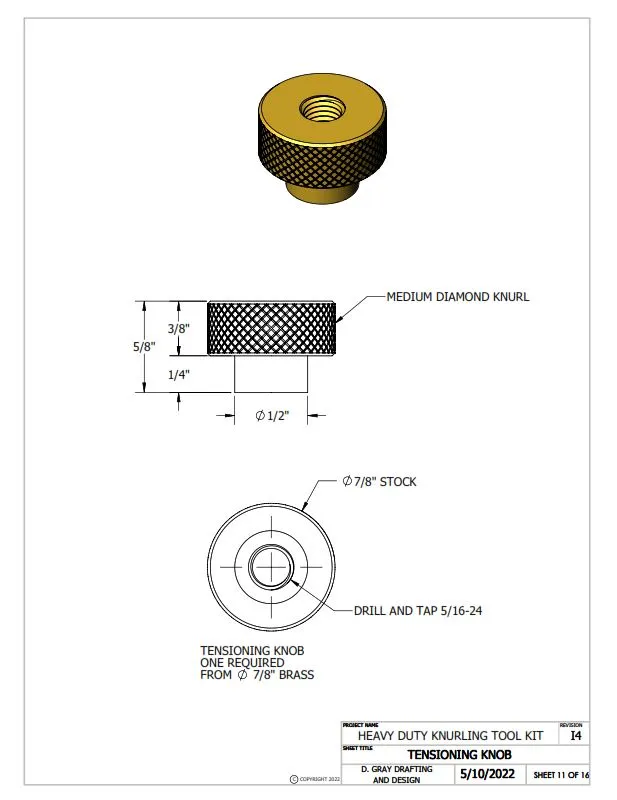 Heavy Duty Knurling Tool Drawings Only