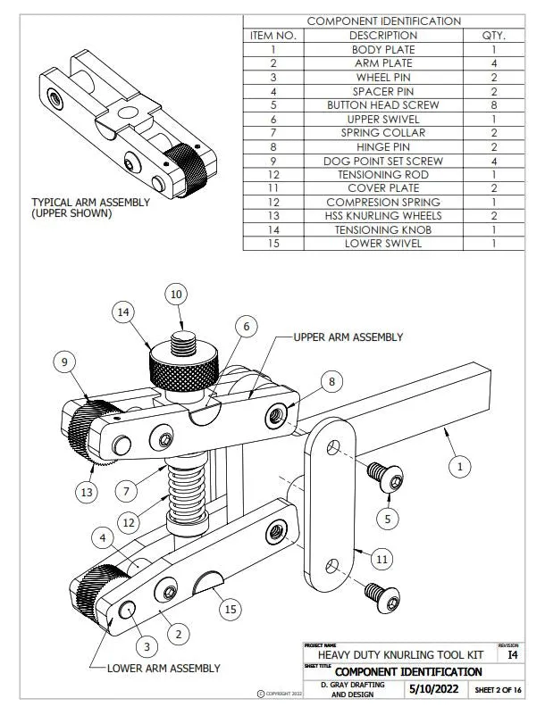 Heavy Duty Knurling Tool Drawings Only