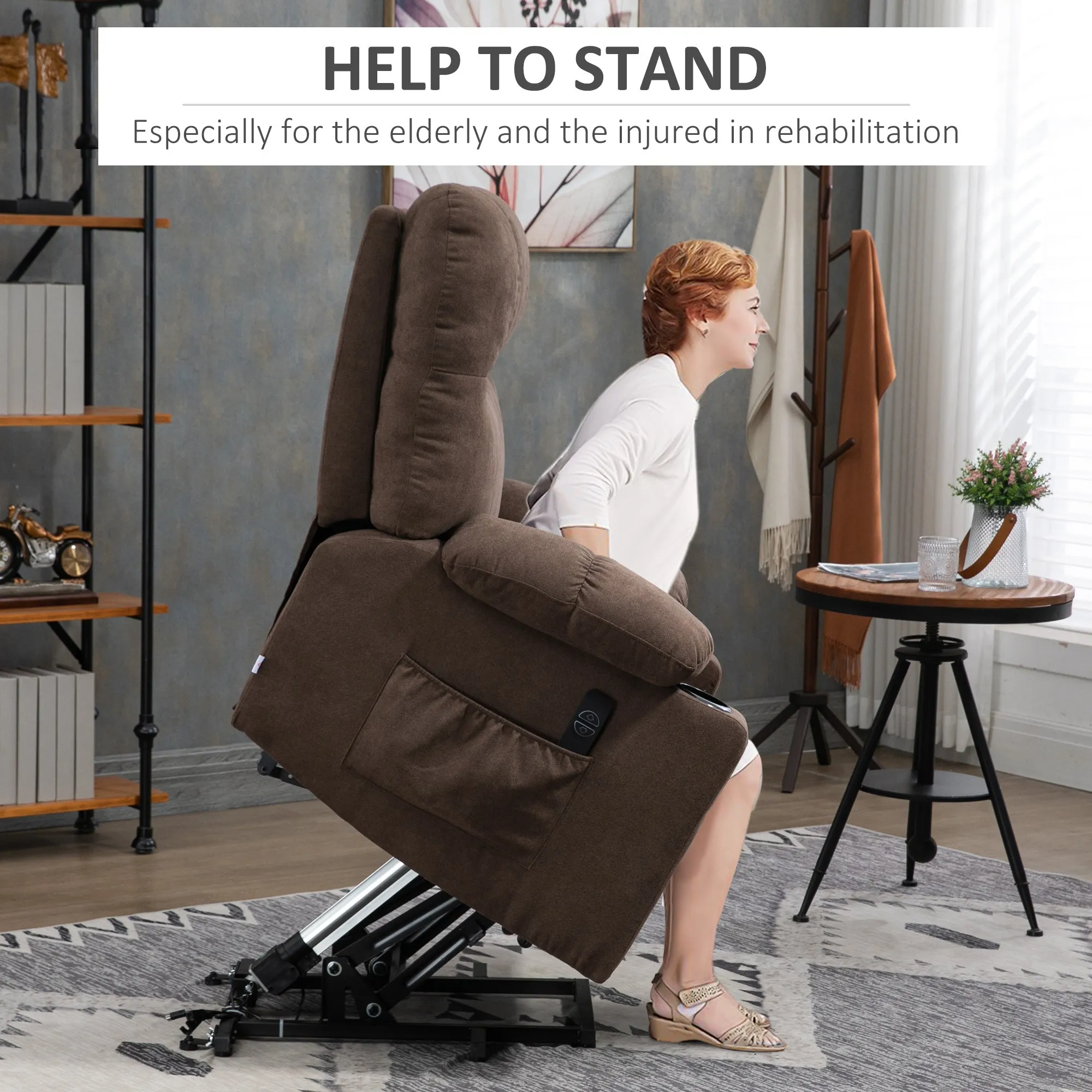 Heavy Duty Riser and Recliner Chair Lift Chair for the Elderly, Brown