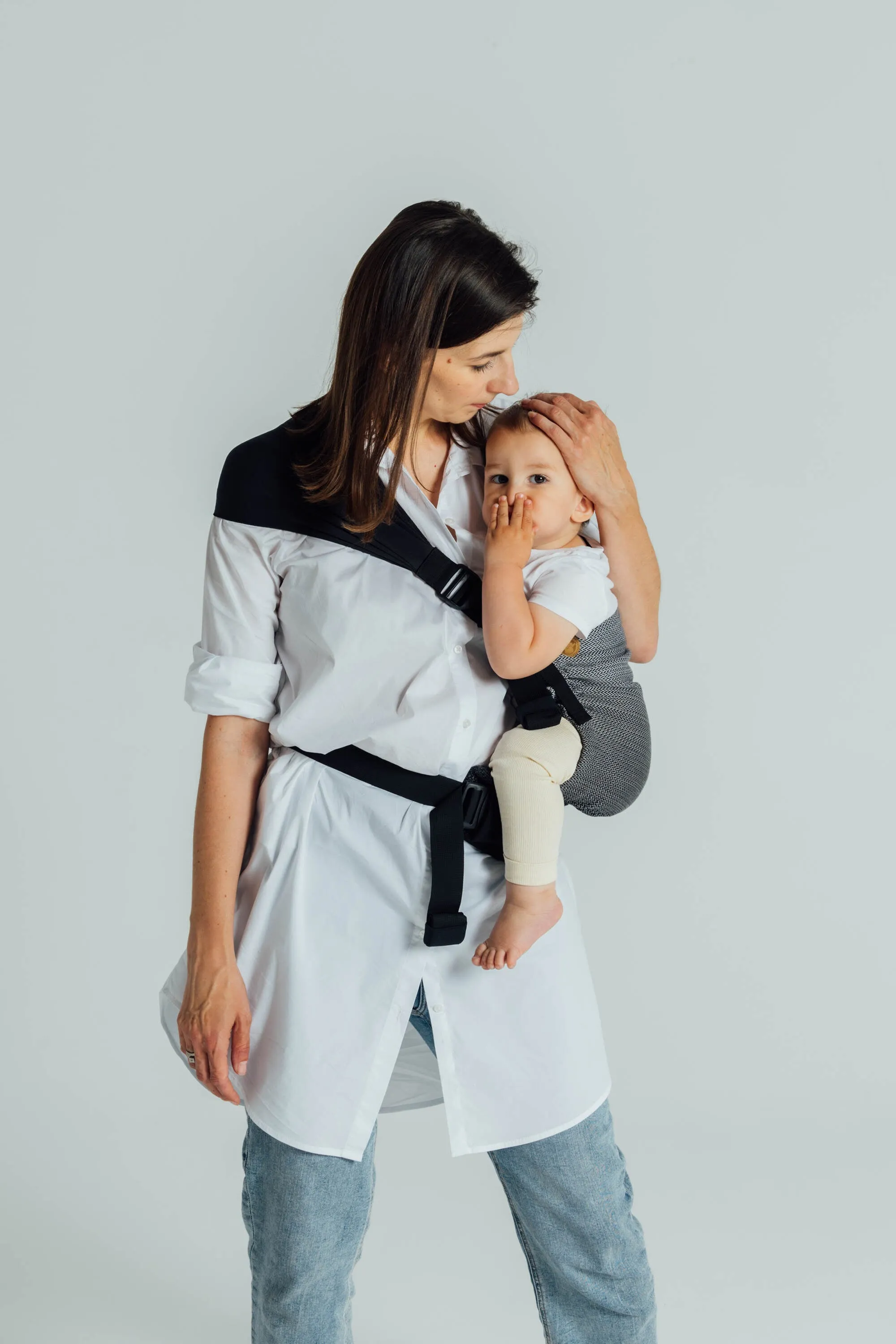 Herringbone Ombre Grey LennyHip Carrier by LennyLamb
