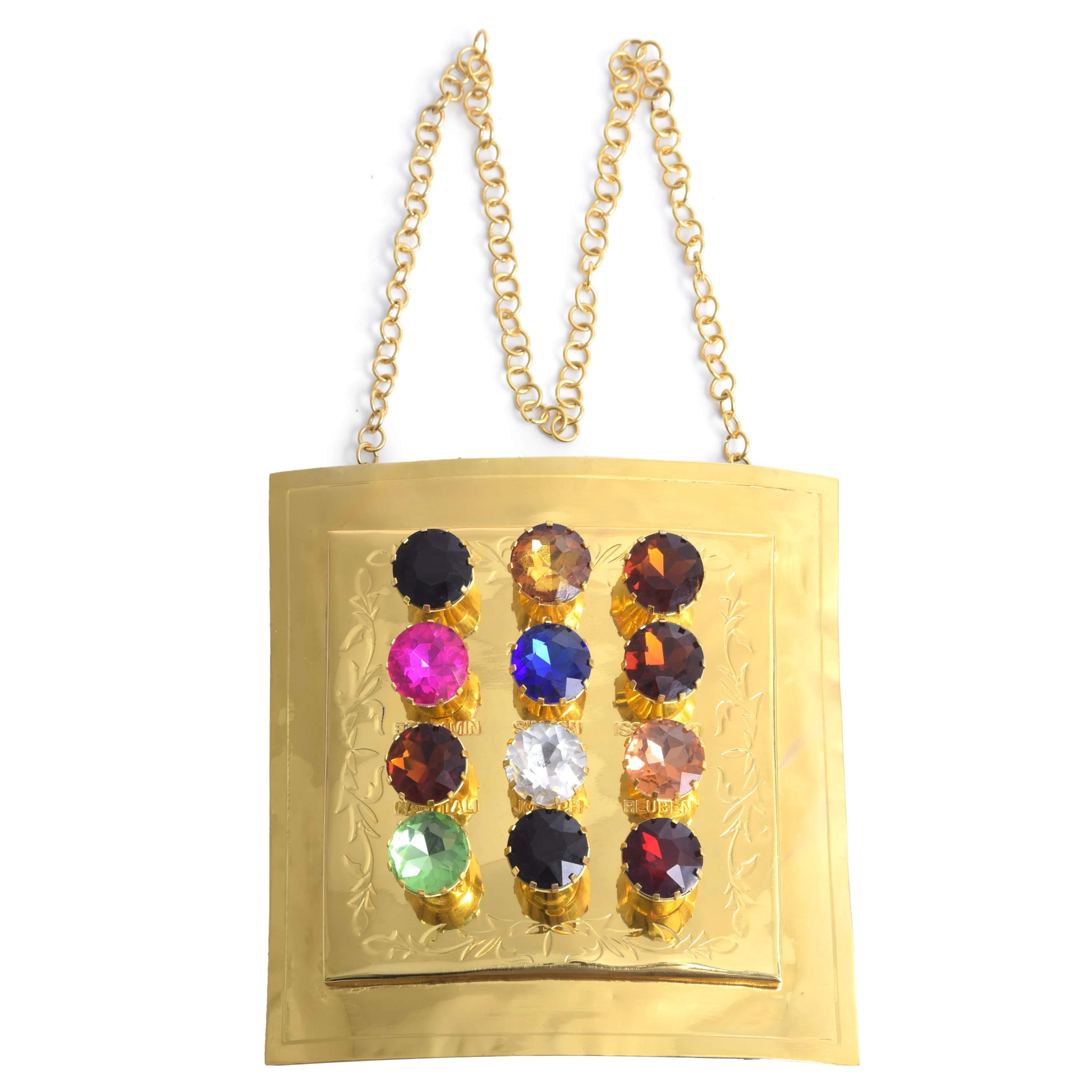 High Priest Royal Arch Chapter Breastplate - Gold Plated With Colorful Stones