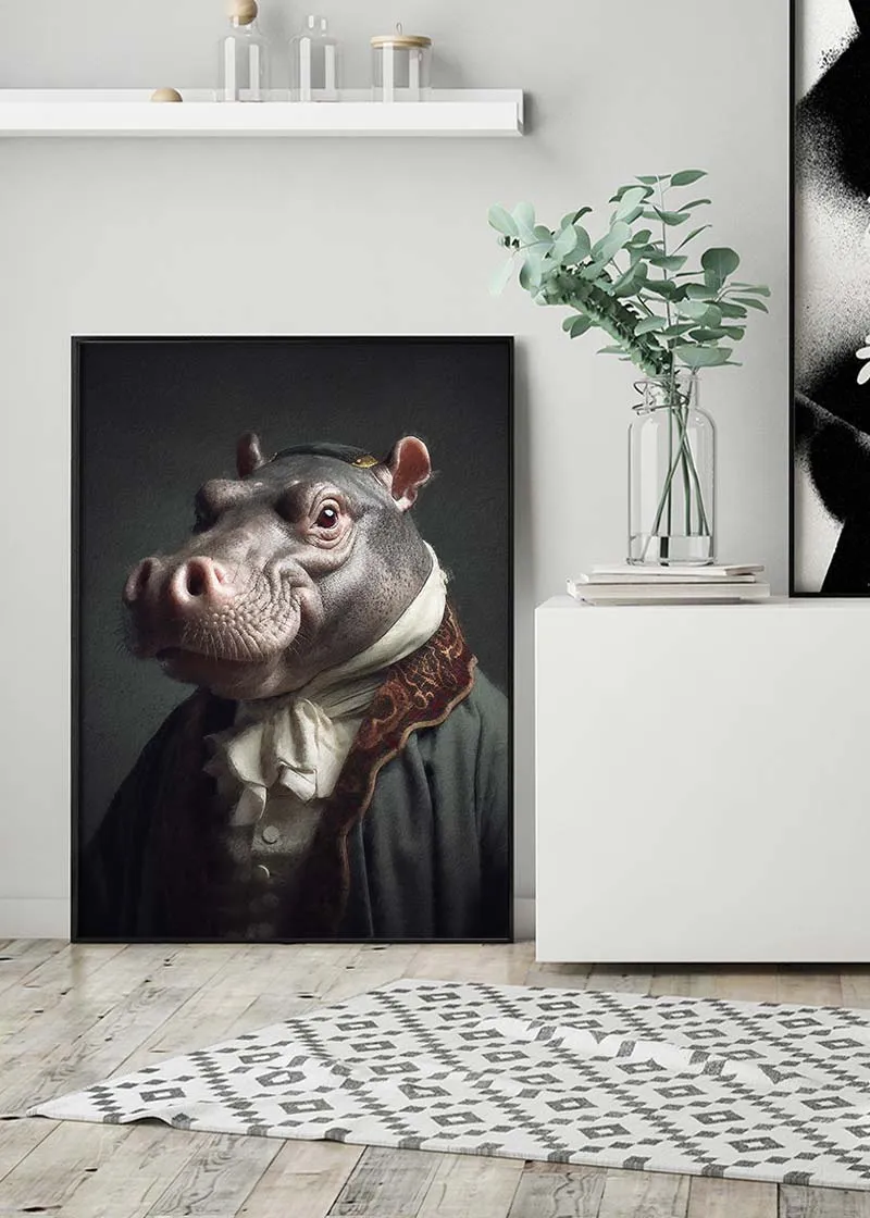Hippo Animal Portrait Print