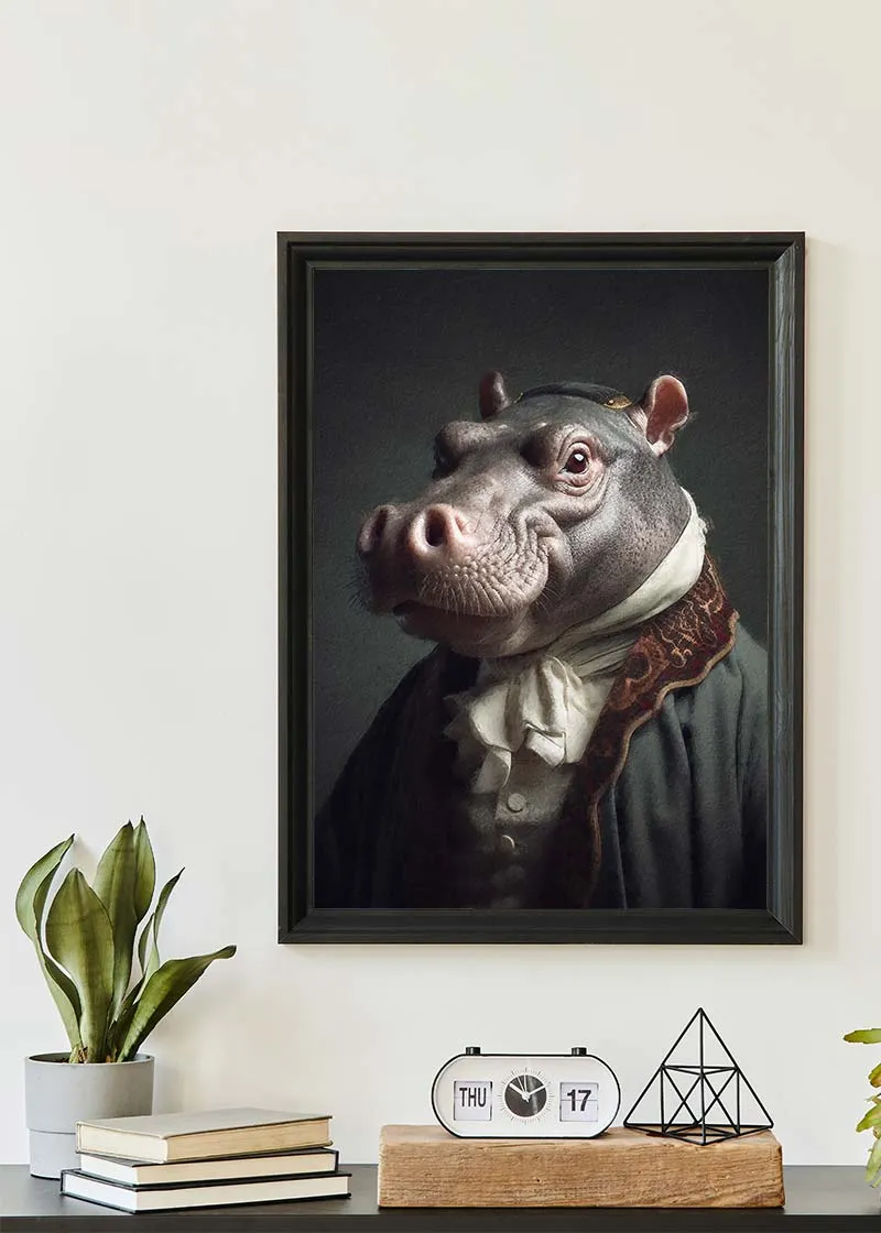 Hippo Animal Portrait Print