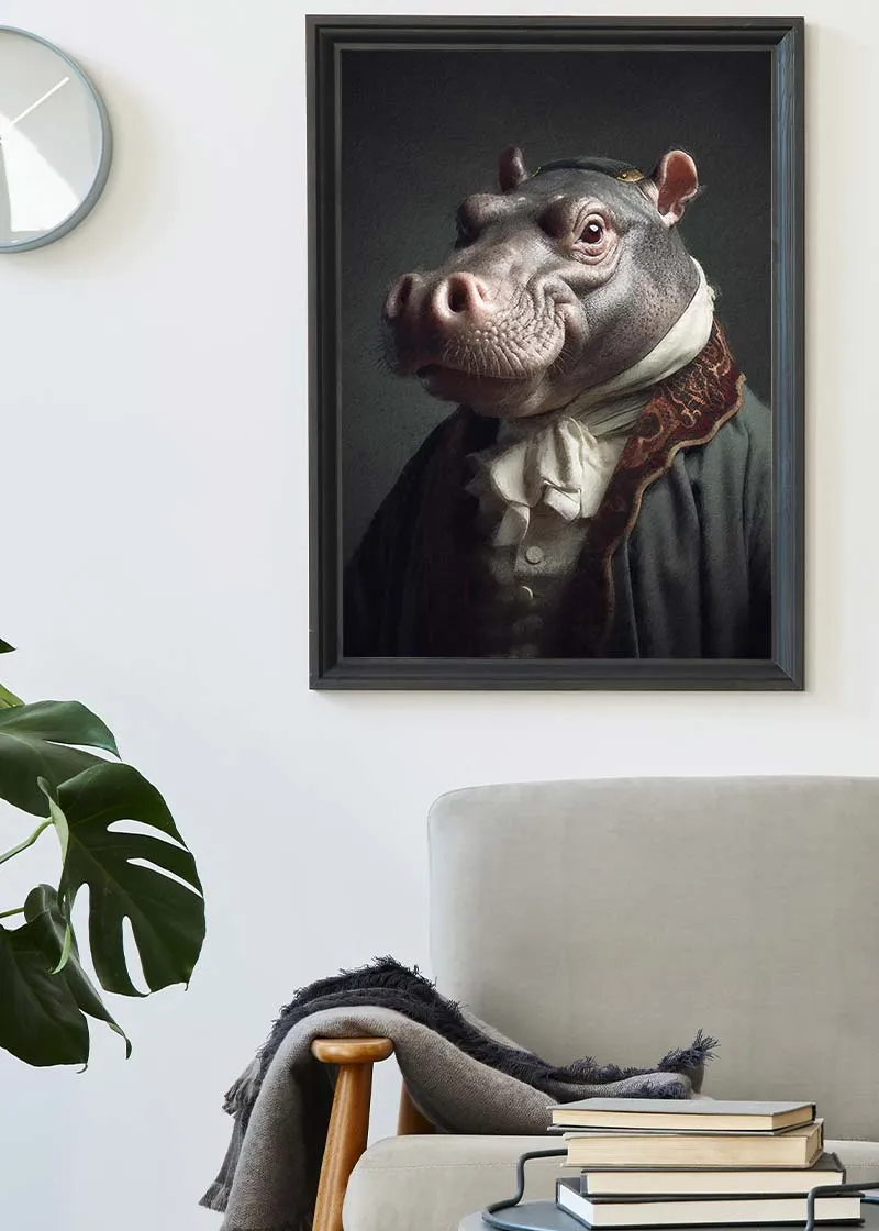 Hippo Animal Portrait Print