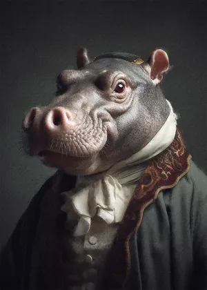 Hippo Animal Portrait Print