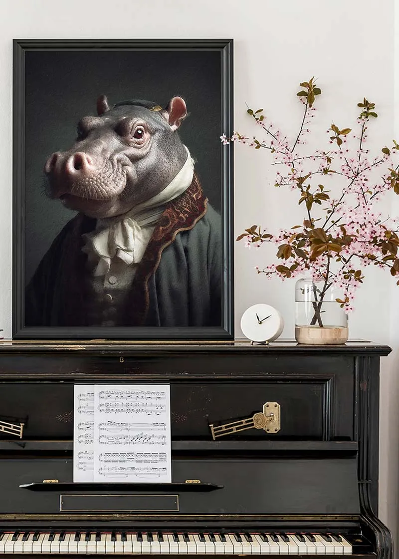 Hippo Animal Portrait Print