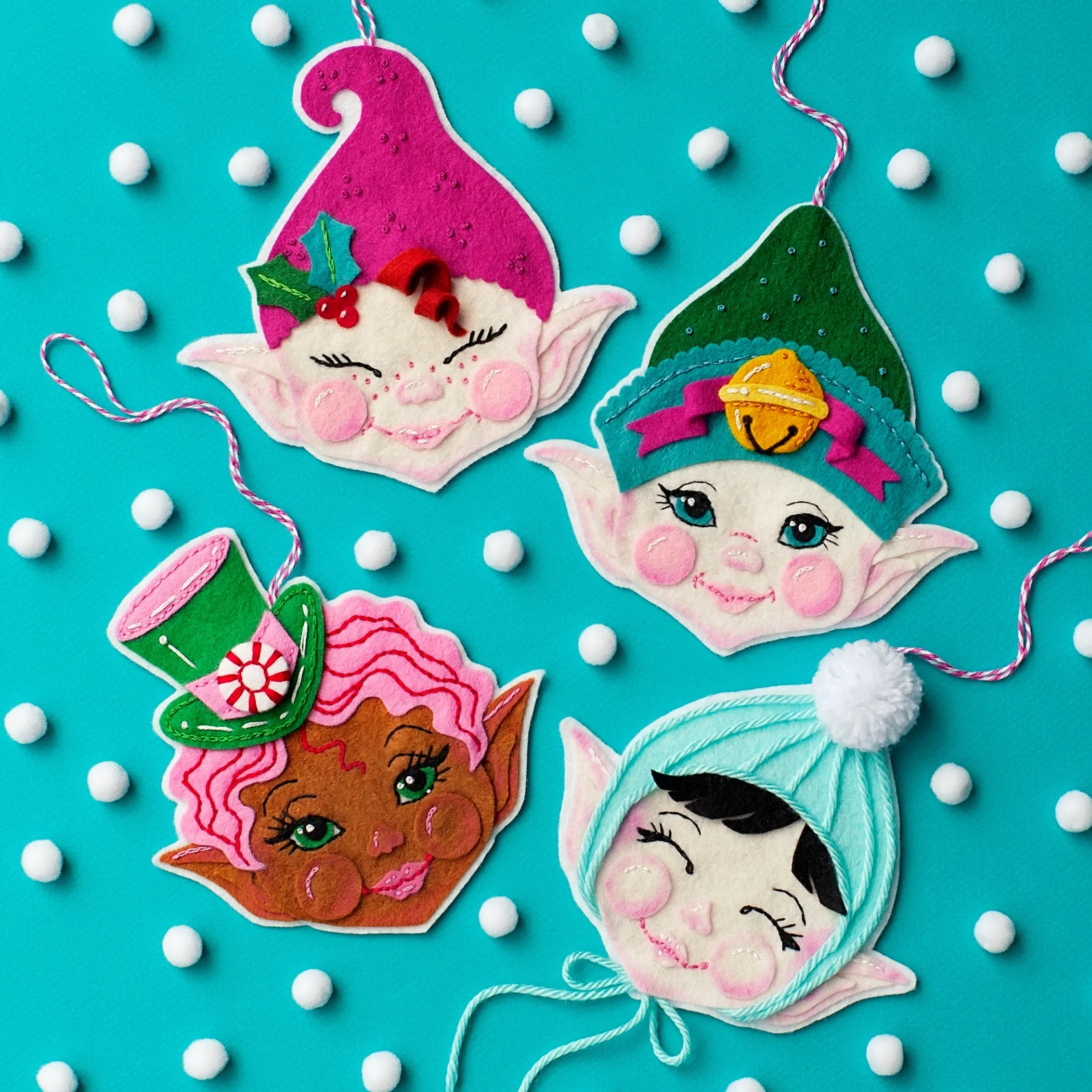 Holly and Jingle Set of TWO Wool Felt Ornament PDF Patterns