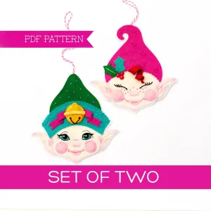 Holly and Jingle Set of TWO Wool Felt Ornament PDF Patterns