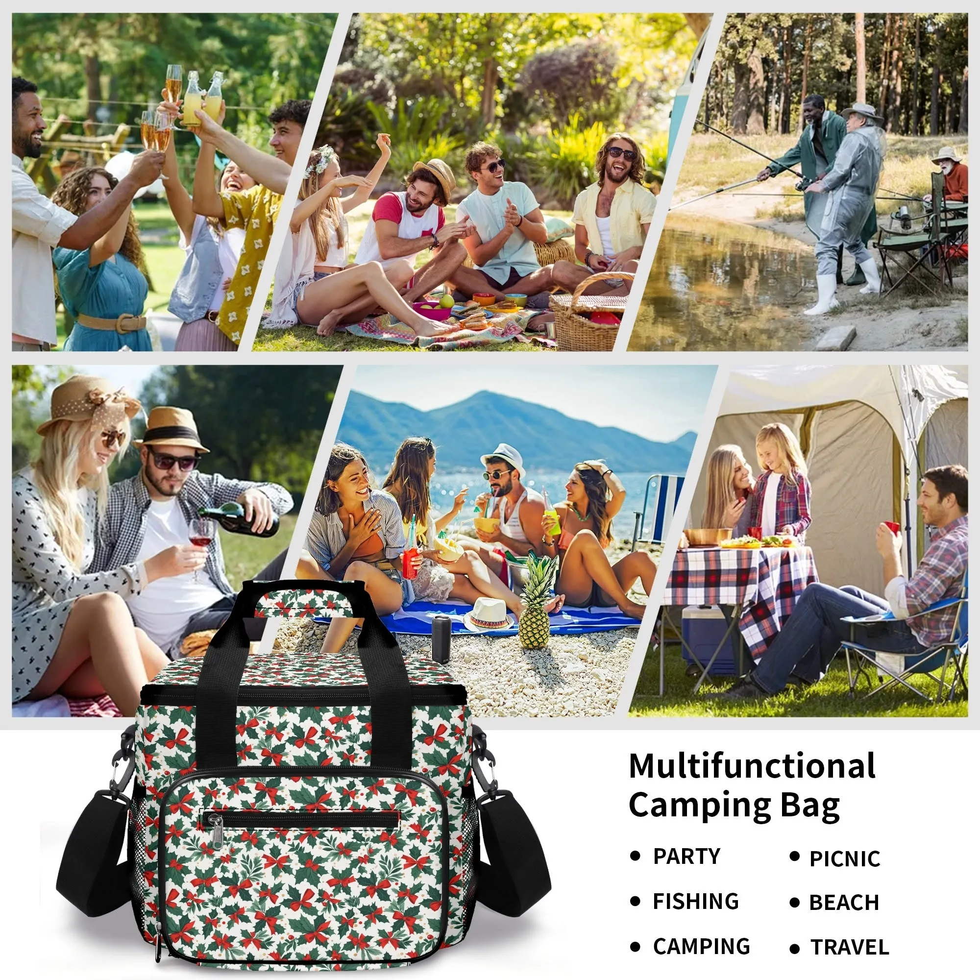 Holly Bow Insulated Leakproof Cooler Bag Lunch Box