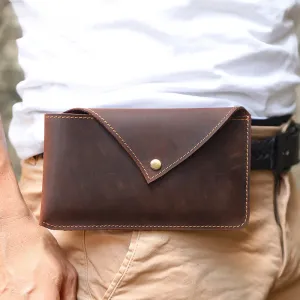 Horizontal Leather Magnetic Phone Waist Bag