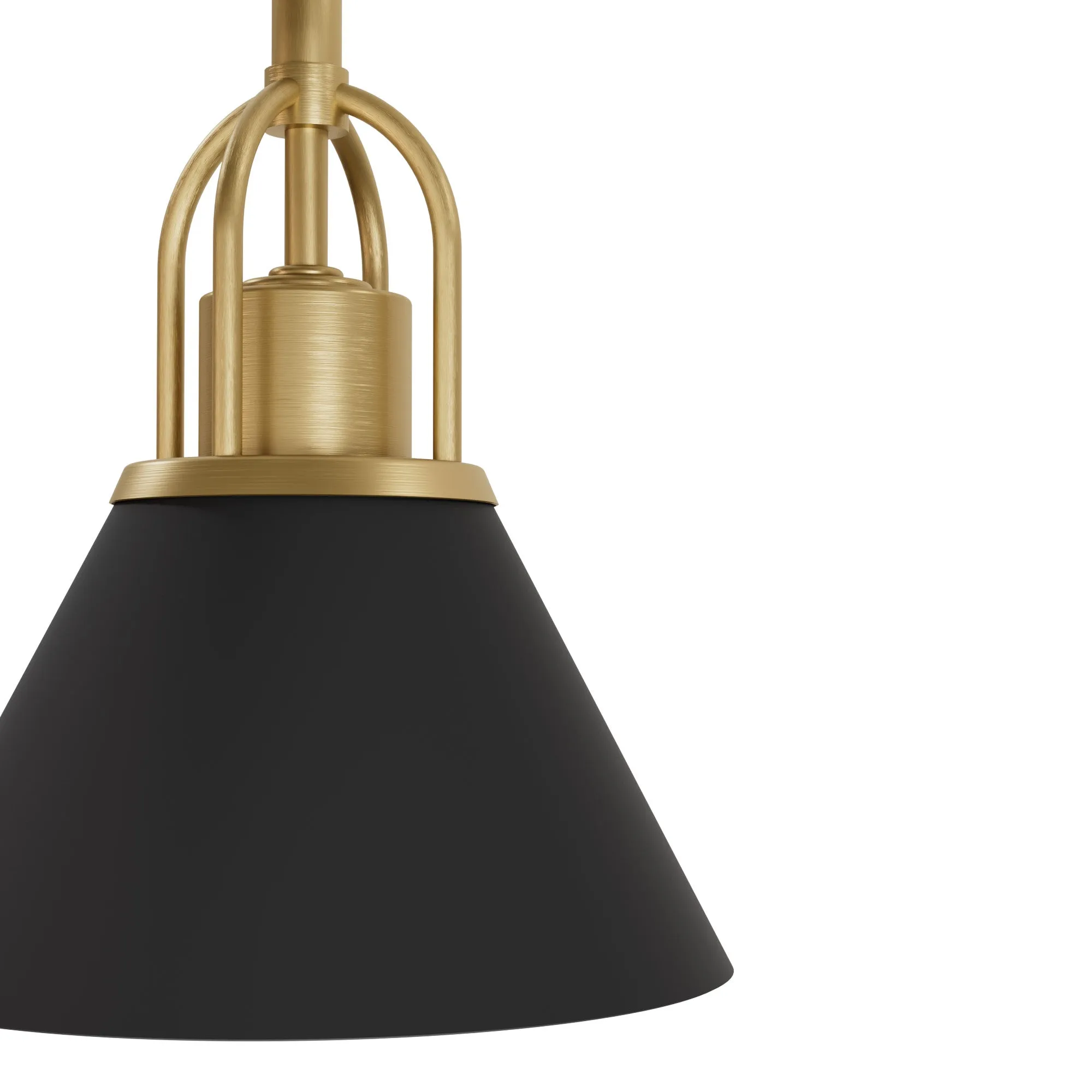 Hunter Carrington Isle Flat Matte Black and Luxe Gold 1 Light Mini Pendant Ceiling Light Fixture - Jasmine Roth Collection