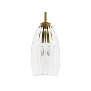 Hunter Rossmoor Luxe Gold with Clear Glass 1 Light Pendant Ceiling Light Fixture - Jasmine Roth Collection