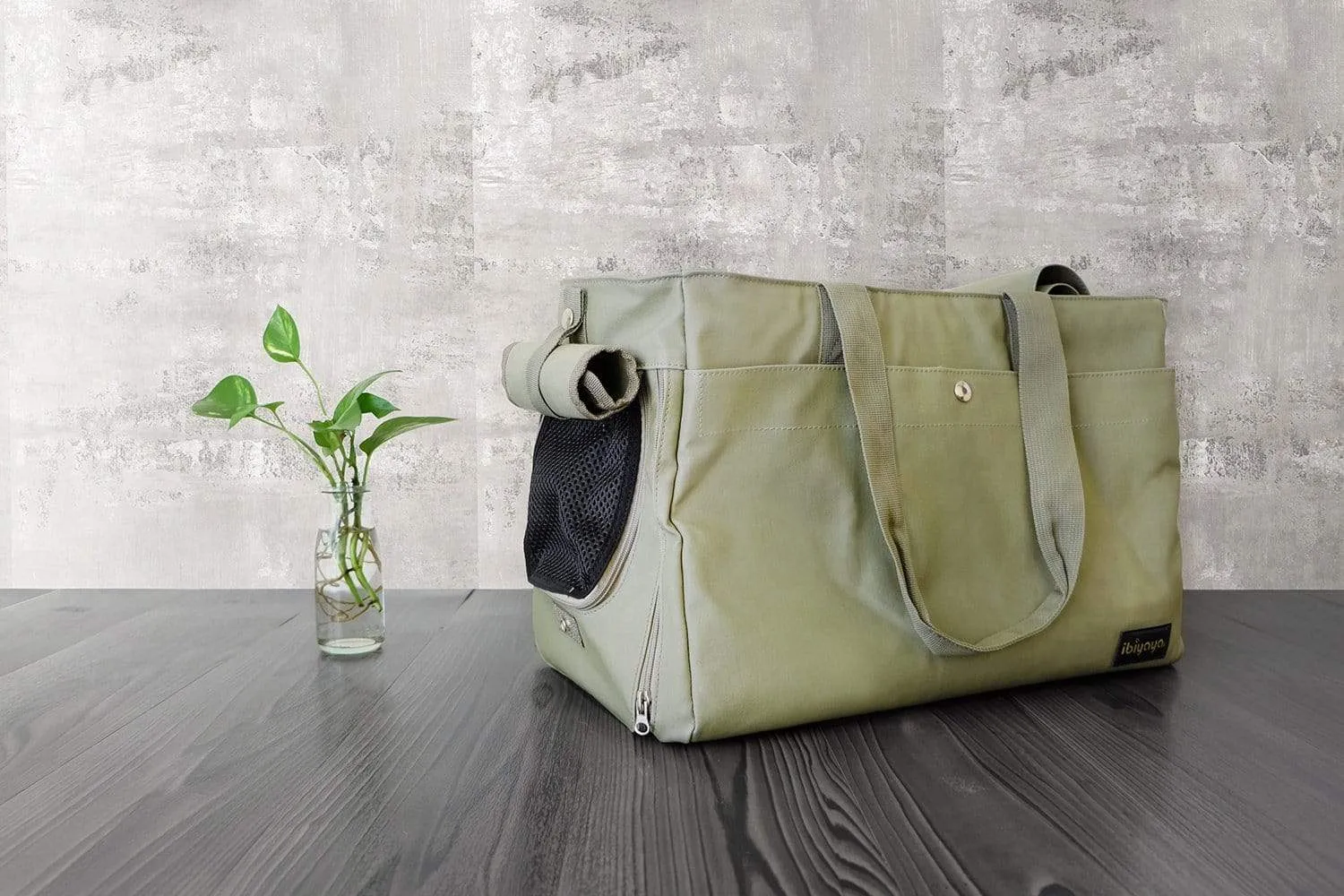 Ibiyaya Soft Canvas Pet Carrier Tote Bag for Small Pets - Light Green