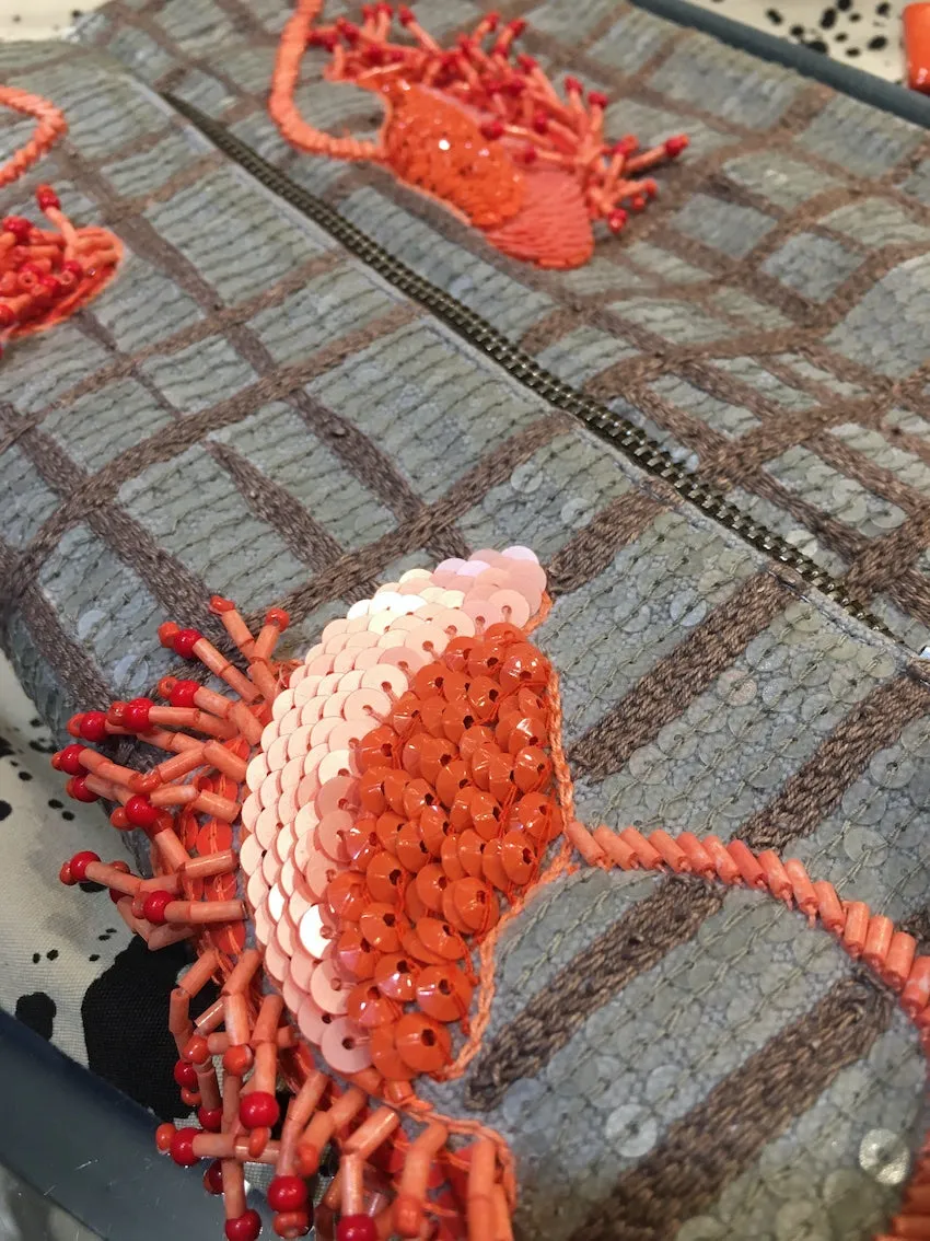 Jamin Puech/Orange grey sequin embroidery handbag