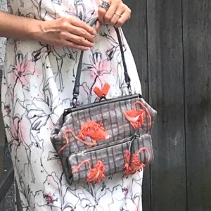 Jamin Puech/Orange grey sequin embroidery handbag