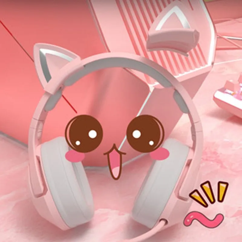 Kawaii Pink Cat Ears Headset