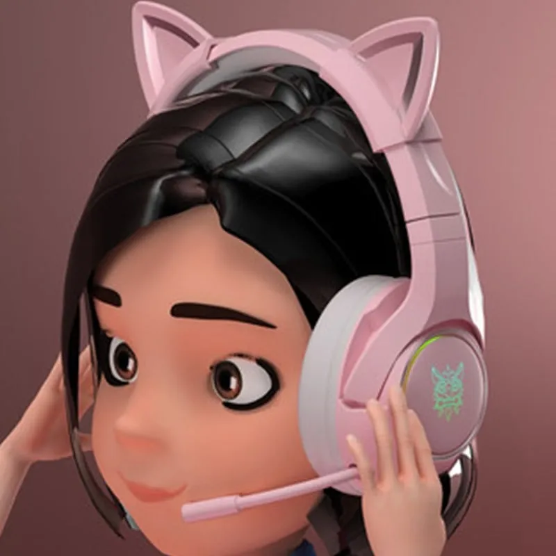Kawaii Pink Cat Ears Headset