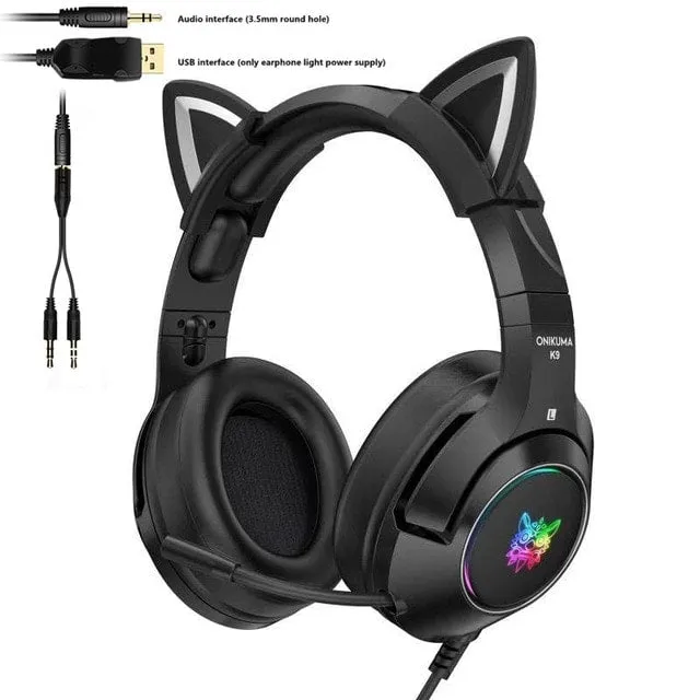 Kawaii Pink Cat Ears Headset