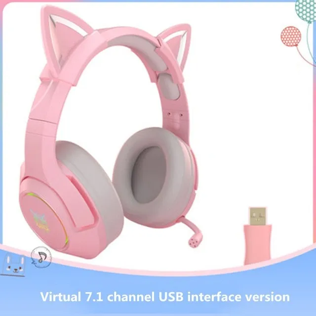 Kawaii Pink Cat Ears Headset