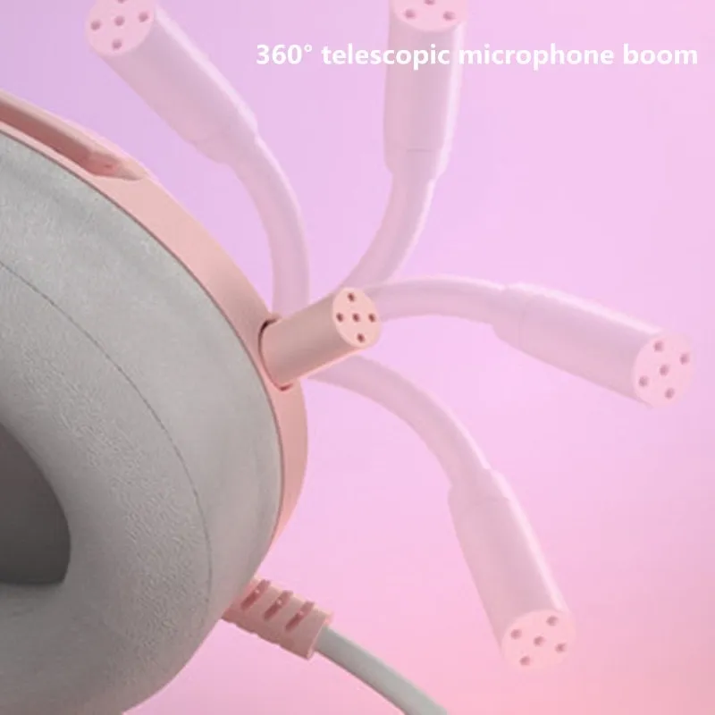 Kawaii Pink Cat Ears Headset
