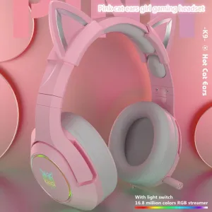 Kawaii Pink Cat Ears Headset
