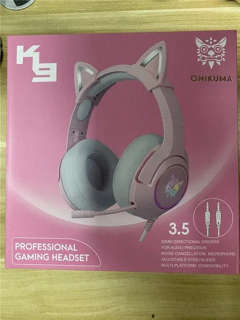 Kawaii Pink Cat Ears Headset