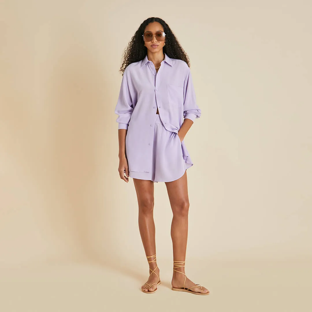 Kick Lavender Pajamas in Silk Crêpe de Chine