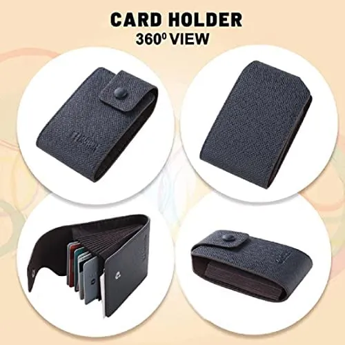 Kuber Industries Card Holder Wallet for Men Women|Debit Credit Card Holder|Wallet for Id, Visiting Card, Buisness Card|Button Closure|Blue (Pack of 5)