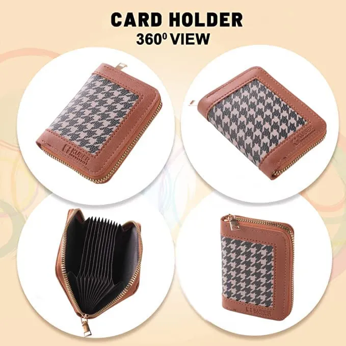 Kuber Industries Card Holder Wallet for Men Women|Debit Credit Card Holder|Wallet for Id, Visiting Card, Buisness Card|Zipper Closure Wallet|Brown (Pack of 5)