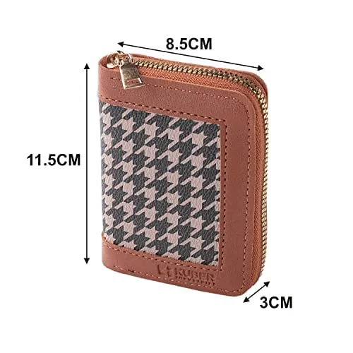 Kuber Industries Card Holder Wallet for Men Women|Debit Credit Card Holder|Wallet for Id, Visiting Card, Buisness Card|Zipper Closure Wallet|Brown (Pack of 5)