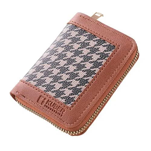 Kuber Industries Card Holder Wallet for Men Women|Debit Credit Card Holder|Wallet for Id, Visiting Card, Buisness Card|Zipper Closure Wallet|Brown (Pack of 5)
