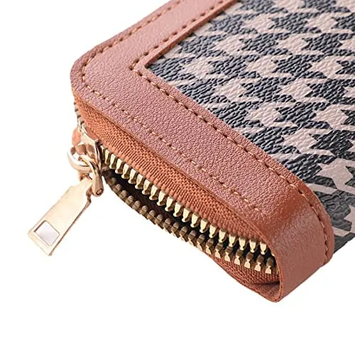 Kuber Industries Card Holder Wallet for Men Women|Debit Credit Card Holder|Wallet for Id, Visiting Card, Buisness Card|Zipper Closure Wallet|Brown (Pack of 5)