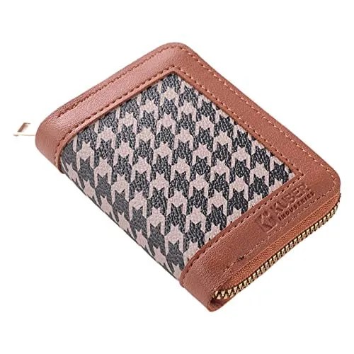 Kuber Industries Card Holder Wallet for Men Women|Debit Credit Card Holder|Wallet for Id, Visiting Card, Buisness Card|Zipper Closure Wallet|Brown (Pack of 5)