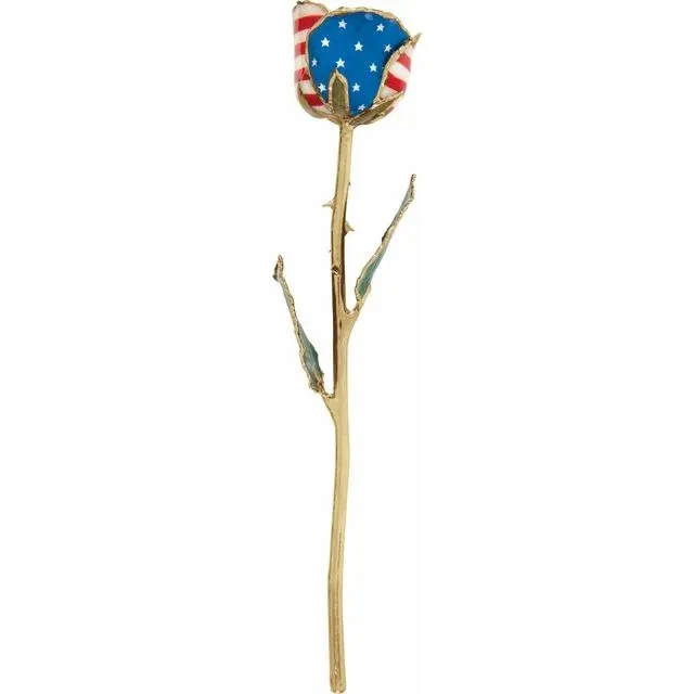 Lacquered Patriotic Rose with 24K Gold Trim