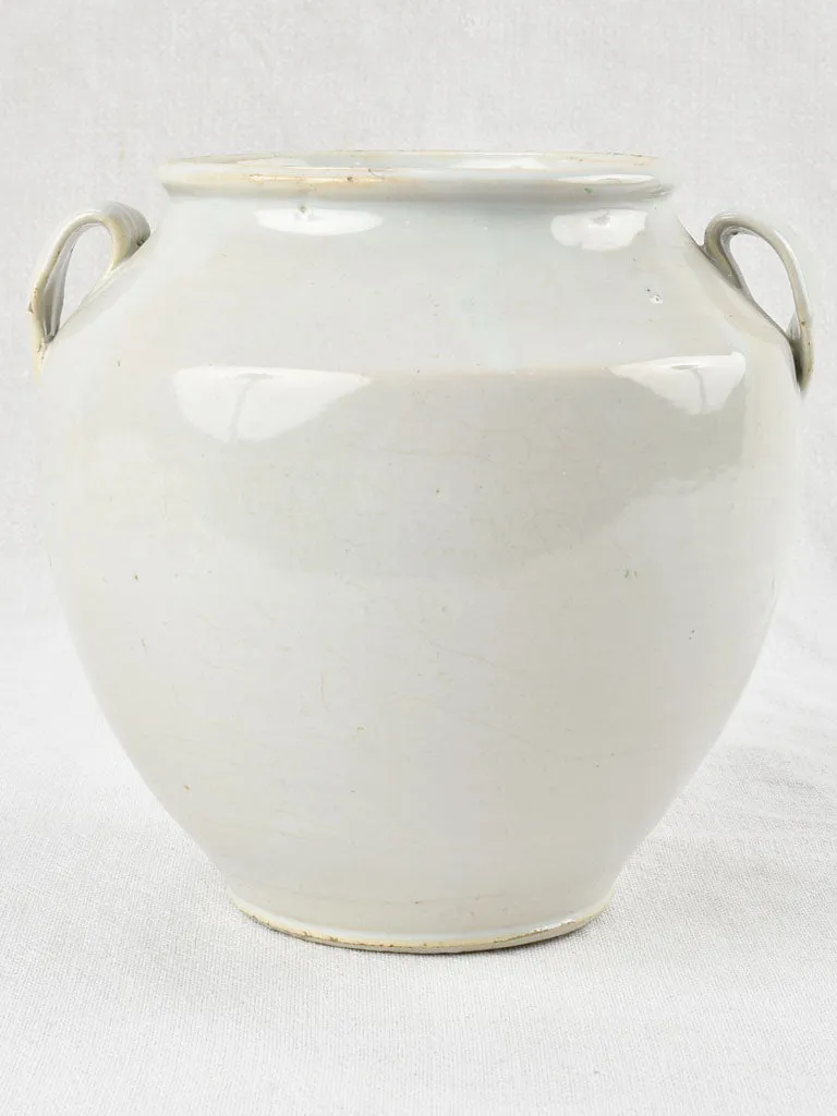 Large antique French preserving pot - gray tint 8¼"