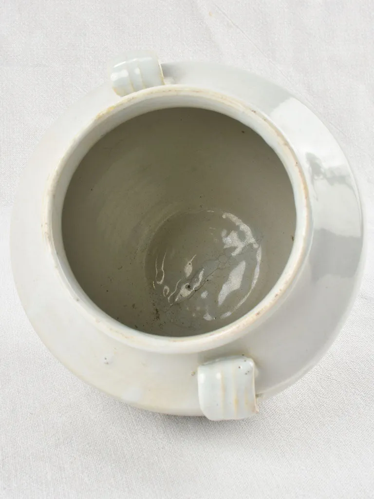 Large antique French preserving pot - gray tint 8¼"