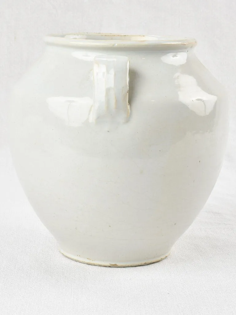 Large antique French preserving pot - gray tint 8¼"