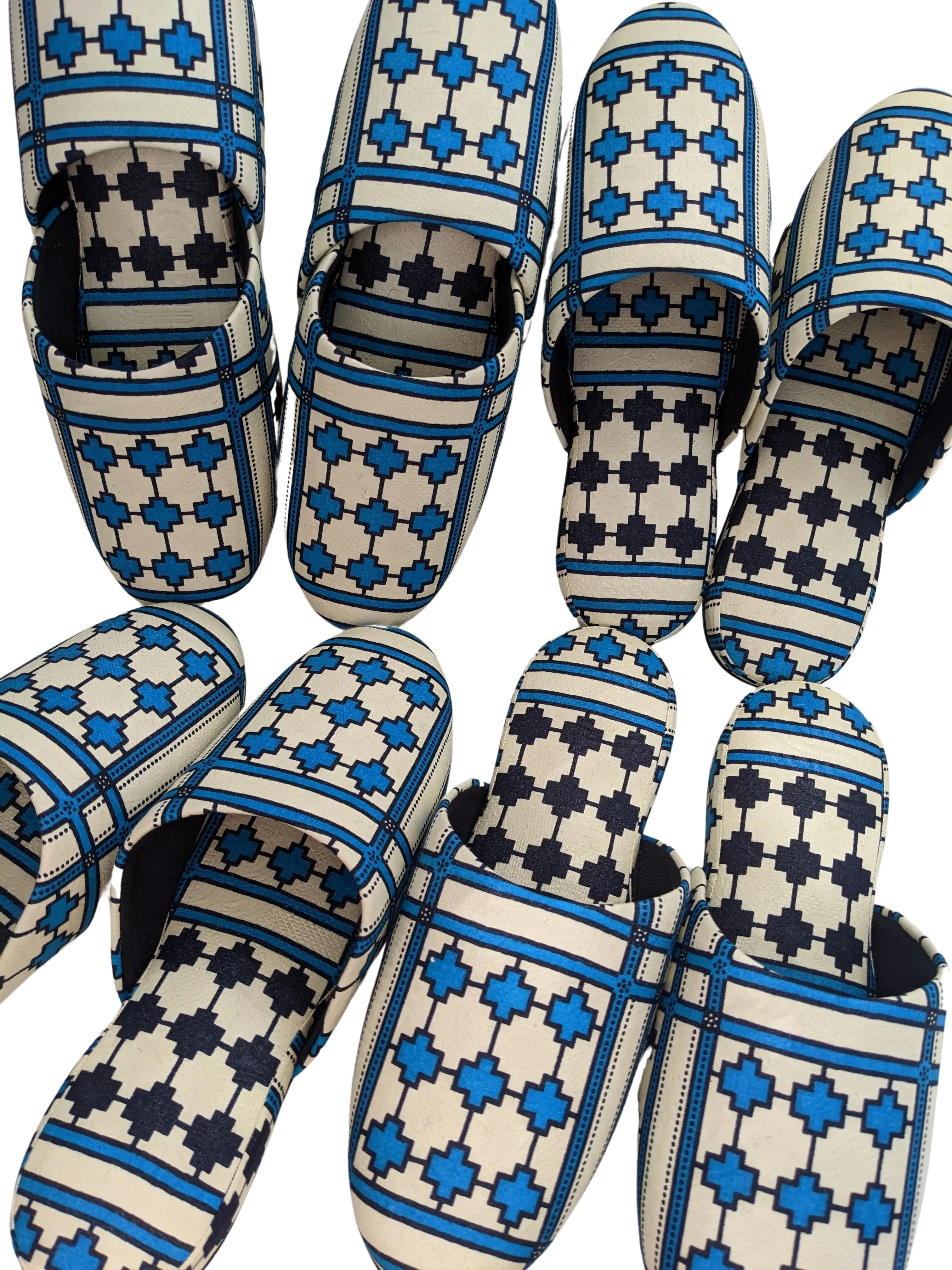 Large Printing  Stamped Fabric Slippers [Black wool felt soles] L2210 [Size Large]