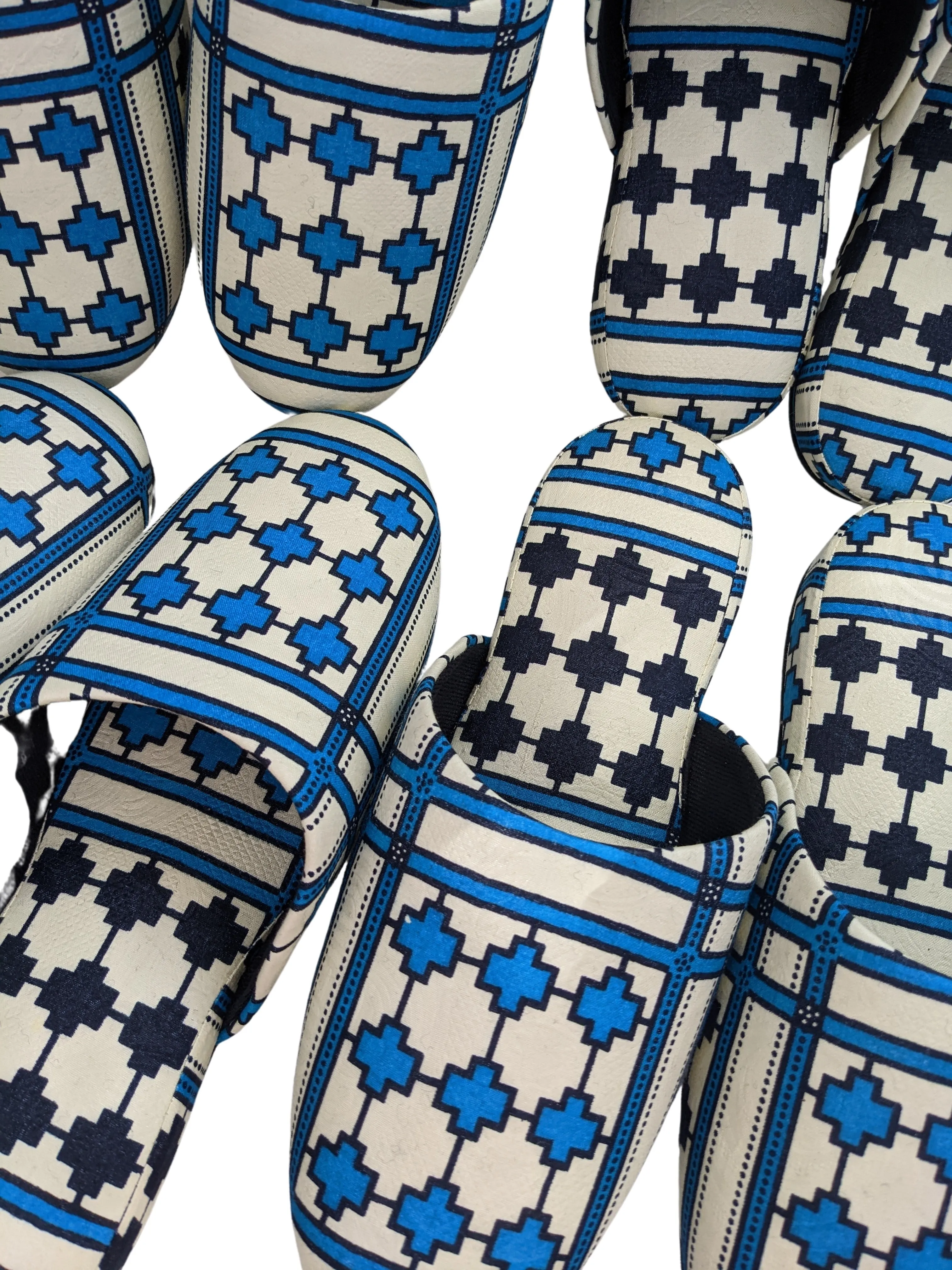 Large Printing  Stamped Fabric Slippers [Black wool felt soles] L2210 [Size Large]
